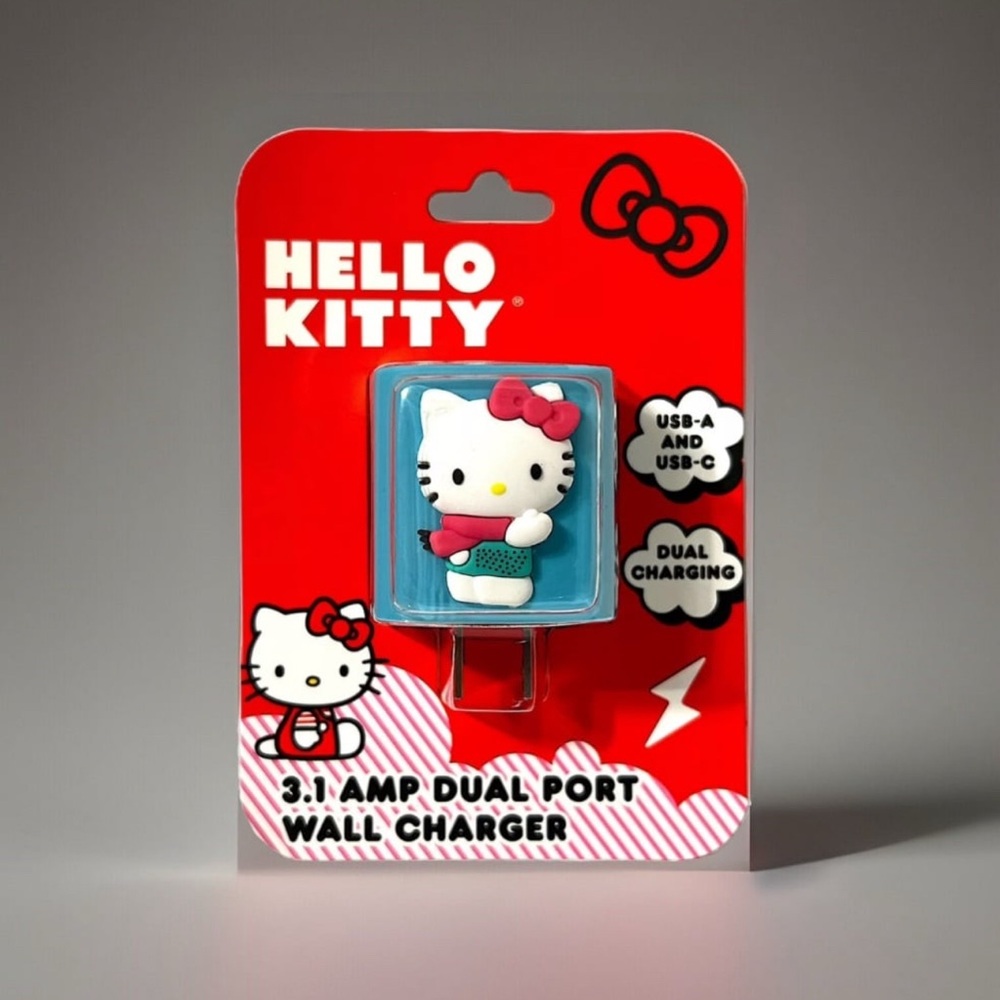 Sanrio Hello Kitty Pink Scarf Dual Port Wall Charger 3.1 AMP USB A & C